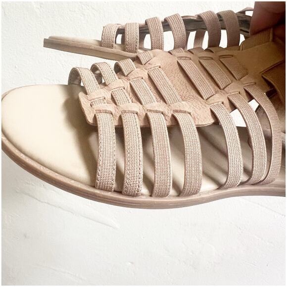 Eileen Fisher Rato Honey Nubuck & Elastic Flat Gladiator Sandals New Size 6 - Picture 4 of 8
